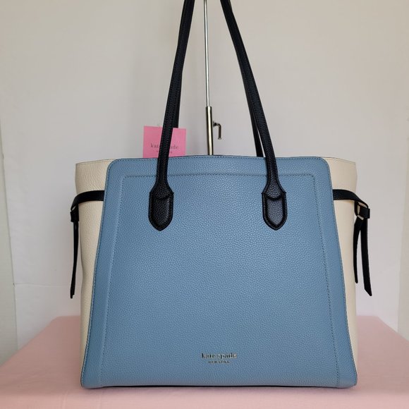 KATE SPADE Knott Colorblocked Pebbled Leather Large Tote- Morning Sky Multi 🎈⭐ - Picture 6 of 16